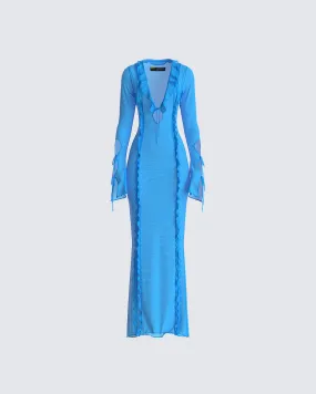 Florence Blue Mesh Maxi Dress