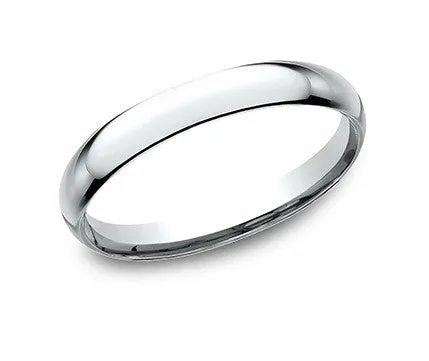 14k White Gold 4mm Slightly Domed Super Light Comfort Fit Ring