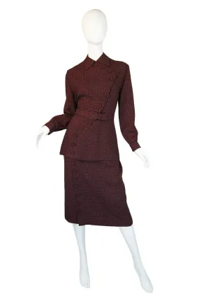 1940s Amazing Curved Button Check Suit