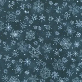 Bentley’s Snowflakes - Big Snowflake Navy Yardage