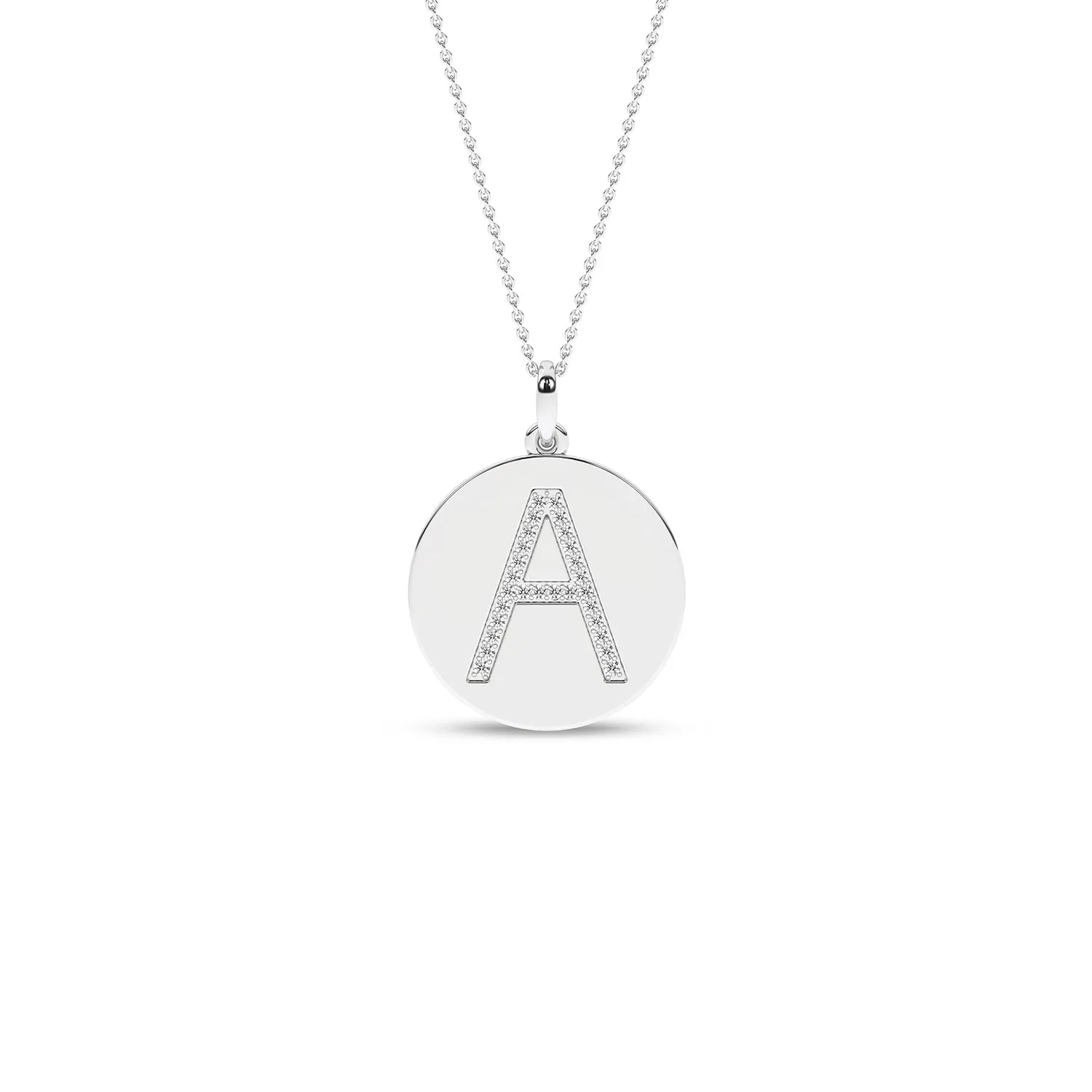 Diamond Initial Disc Necklace