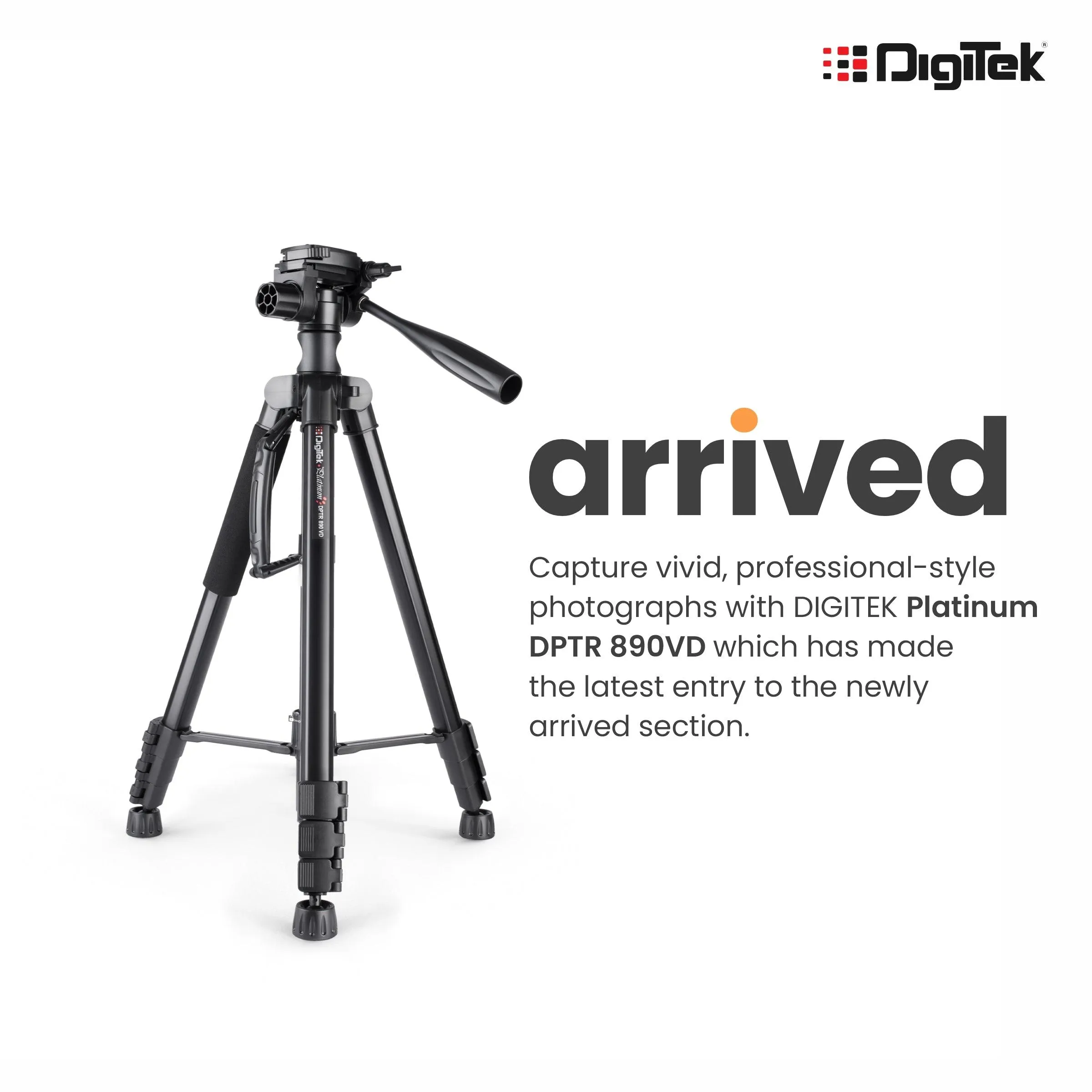 Digitek Platinum (DPTR 890 VD) (178 cm) Aluminum Light Weight Tripod with Fluid Video Head for DSLR & Video Cameras, Maximum Operating Height: 5.83Feet, Maximum Load : 7 kgs