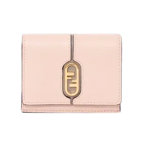 Fendi O'Lock Wallet Micro Trifold Rose Pink Tortora Gray Calf Leather