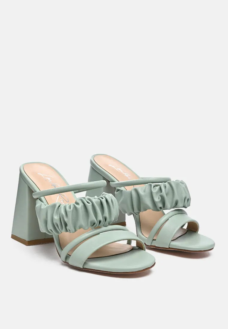 Genesis Ruched Strap Block Sandals