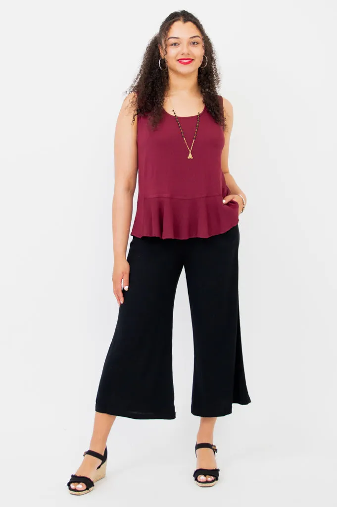 Ginny Tank, Burgundy, Linen Bamboo