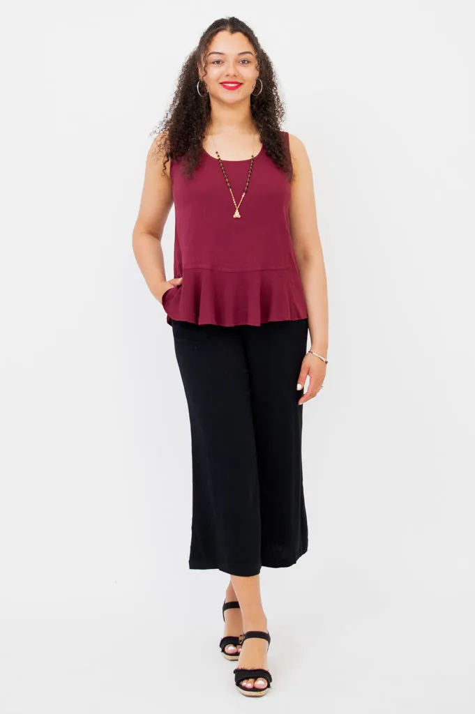 Ginny Tank, Burgundy, Linen Bamboo