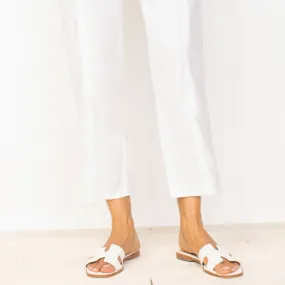 Straight Leg Ankle Pant - White (Only XL   XXL Left)